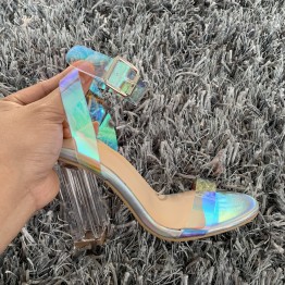 2019 NEW Fashion Women Pumps Celebrity Wearing Simple Style PVC Clear Transparent Strappy Buckle Sandals High Heels Shoes Woman