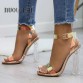 2019 NEW Fashion Women Pumps Celebrity Wearing Simple Style PVC Clear Transparent Strappy Buckle Sandals High Heels Shoes Woman