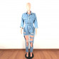 Hollow Ripped Denim Rompers Womens Jumpsuit Turn Down Collar Long Sleeve Jeans Overall Casual Buttons Up Sashes Party Bodysuit