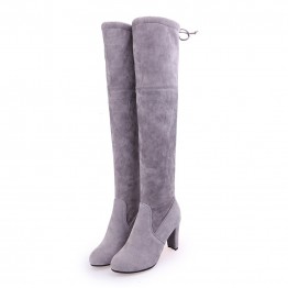 Plus Size Fashion Winter Thigh High Boots Faux Suede Leather