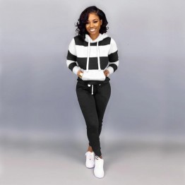 Two Piece Sport Sets Colorful Striped Tracksuits Long Sleeve Hoodies Coat And Slim Pants Matching Sets Autumn Women Streetwear